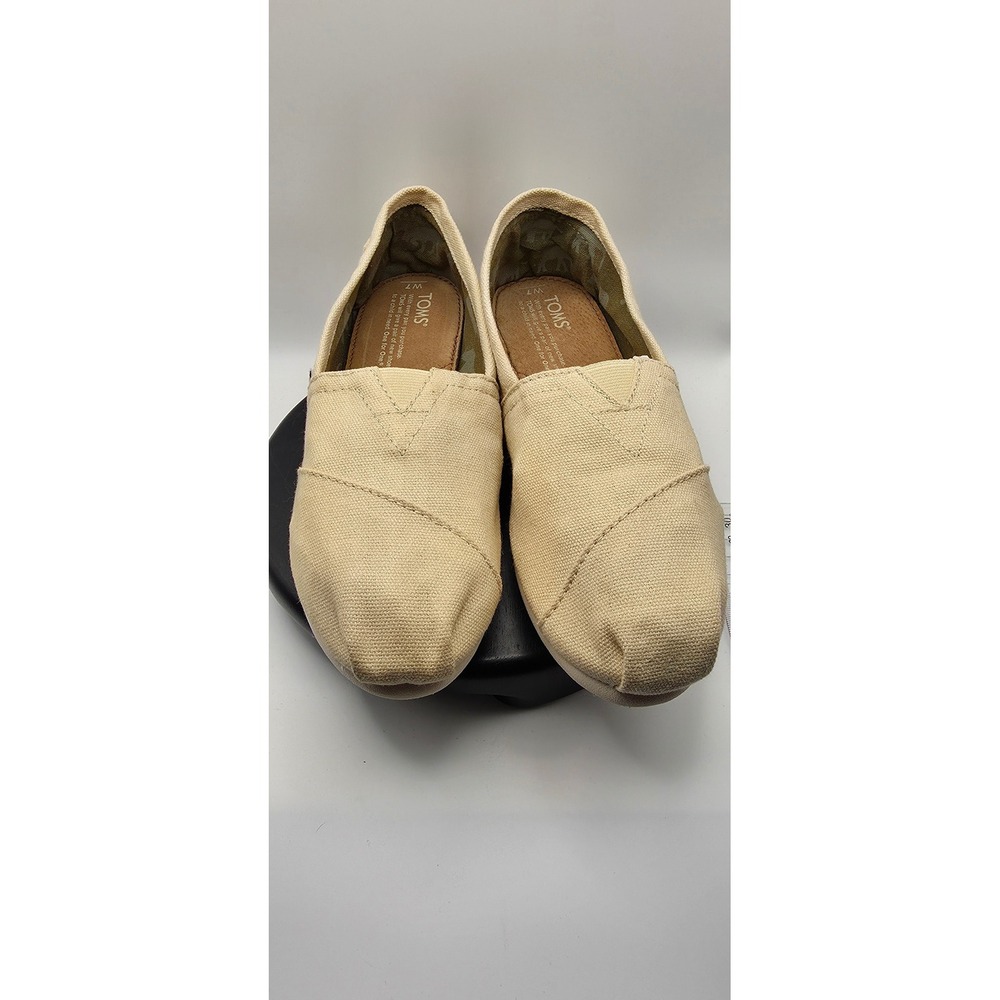 Toms Classic Alpargata Canvas Slip On Shoes Natural Beige Womens 7